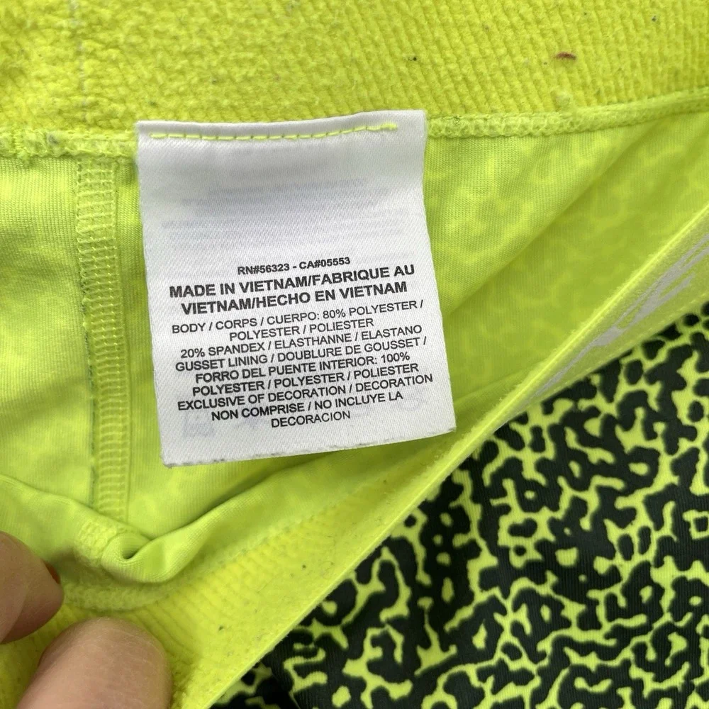Nike M Pro Shorts Womens Neon Yellow Black‎ Leopard Print Dri-FIT Athletic 3 in